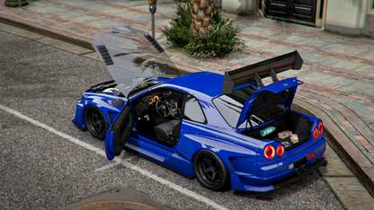 Nissan Skyline R34 Widebody With Glass Hood + Props